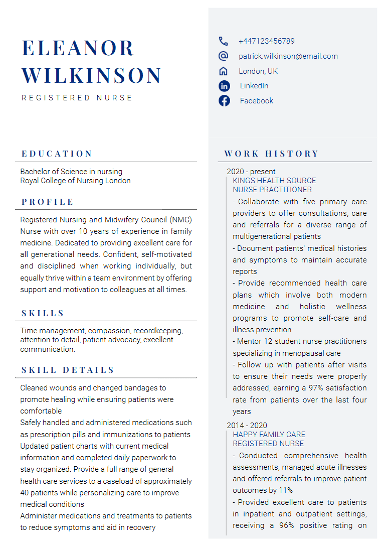Thoughtfully organized sections that clearly highlight your achievements and skills